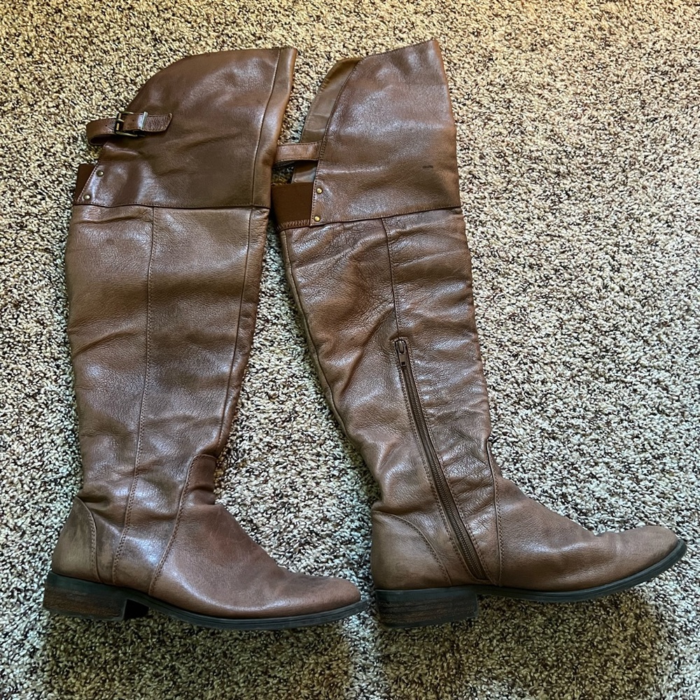 Steve Madden Chestnut Brown Over-the-Knee Leather Boots